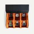 Hexagon Black Orange 6 Slot Watch Box