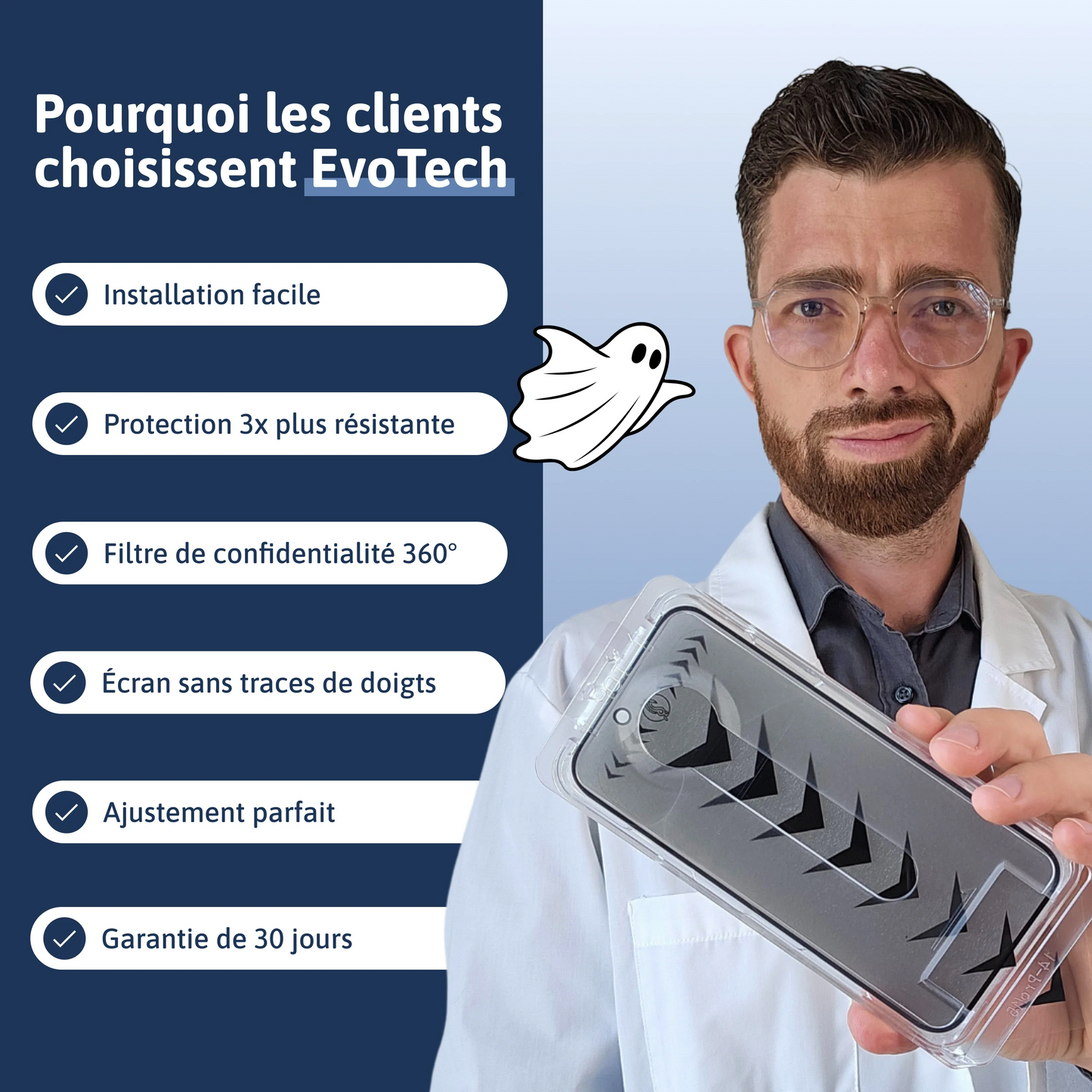 Protection d'écran 3 en 1 - iPhone