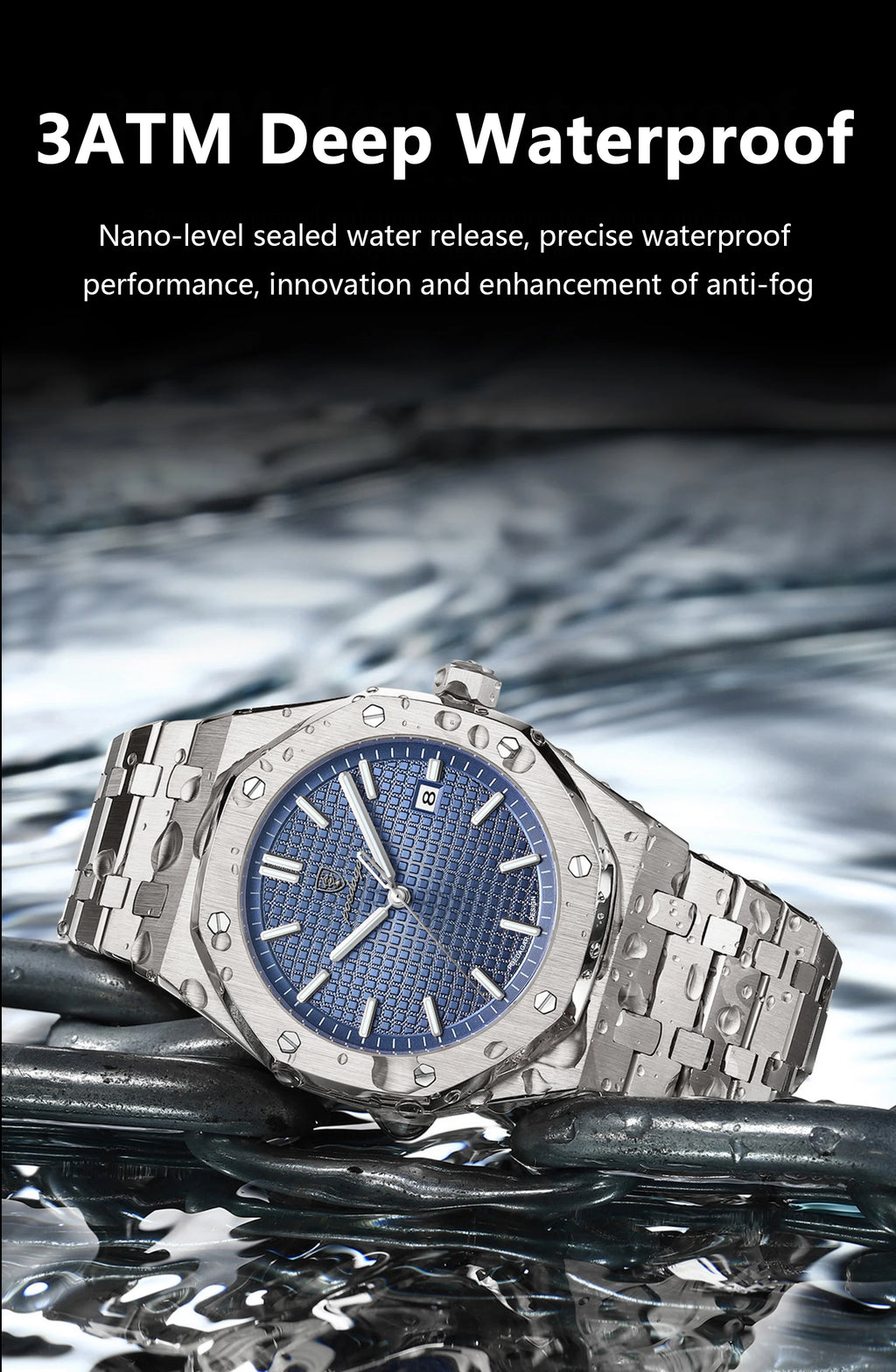 POEDAGAR Montre Homme Originale de Luxe Date Lumineux Étanche Acier Inoxydable Montre-Bracelet Homme Business Mode Quartz Montres pour Hommes