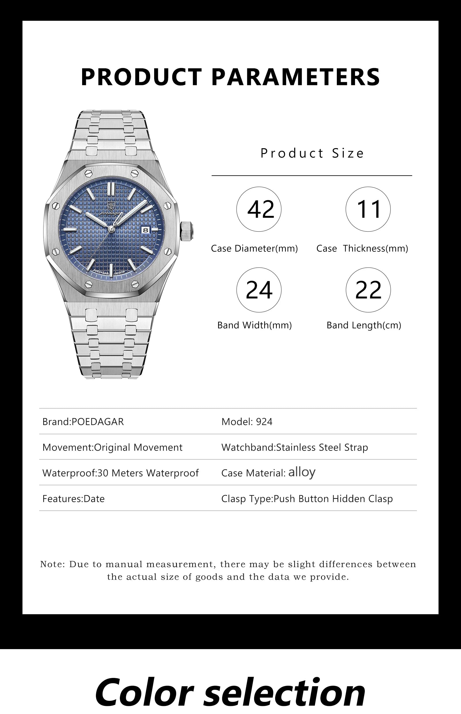 POEDAGAR Montre Homme Originale de Luxe Date Lumineux Étanche Acier Inoxydable Montre-Bracelet Homme Business Mode Quartz Montres pour Hommes