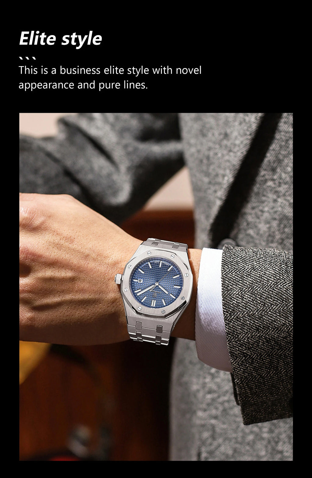 POEDAGAR Montre Homme Originale de Luxe Date Lumineux Étanche Acier Inoxydable Montre-Bracelet Homme Business Mode Quartz Montres pour Hommes