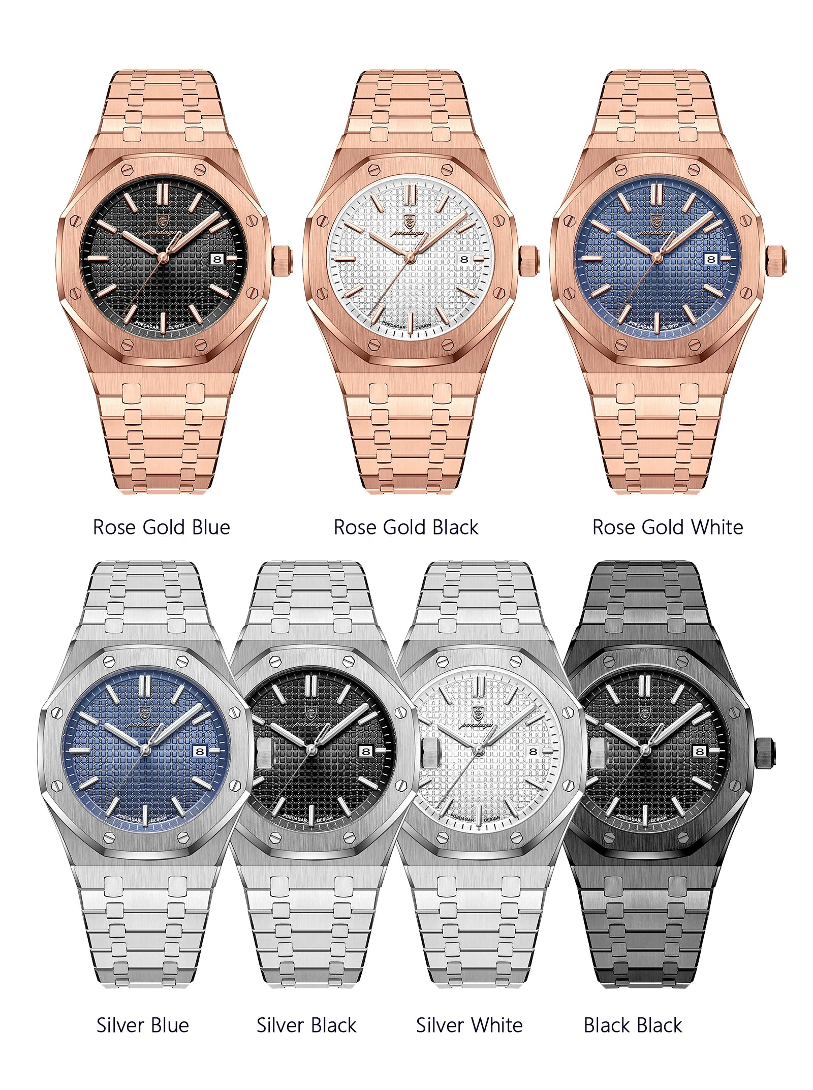 POEDAGAR Montre Homme Originale de Luxe Date Lumineux Étanche Acier Inoxydable Montre-Bracelet Homme Business Mode Quartz Montres pour Hommes